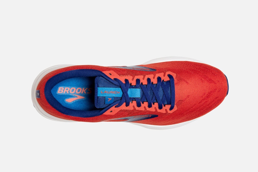 Brooks Running Shoes - Launch 7 Road Mens - Orange/Blue - FJU-103946